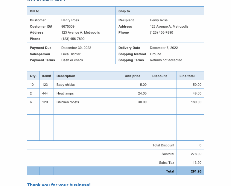 Word Invoice Templates Worksheets Library