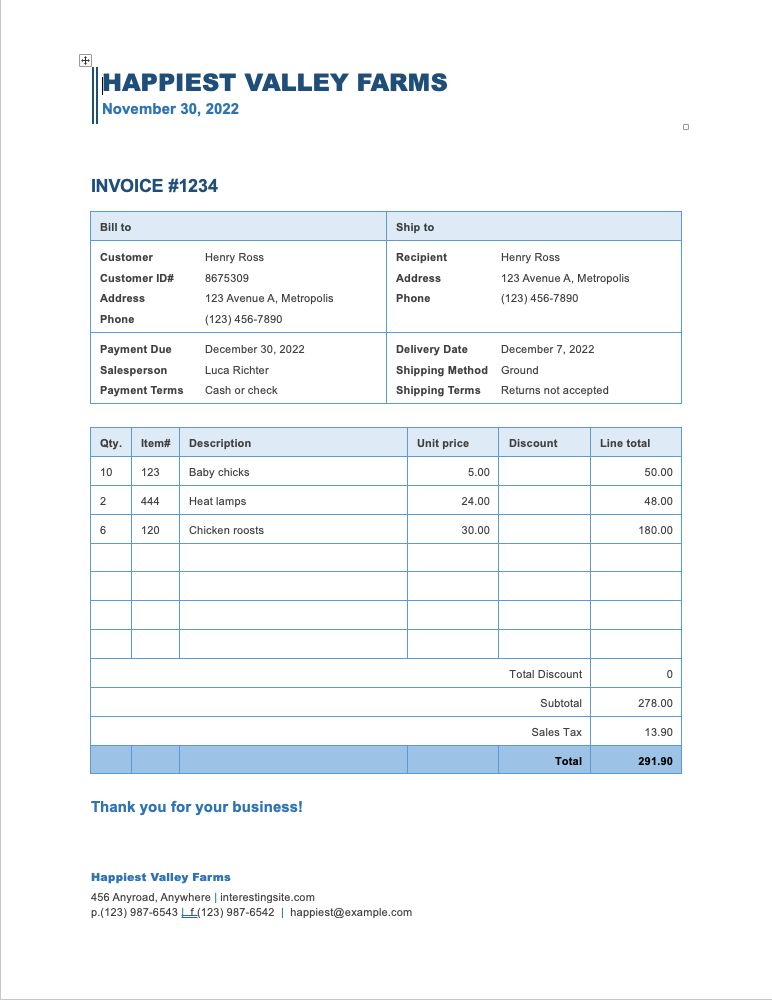 Word Invoice Templates Worksheets Library