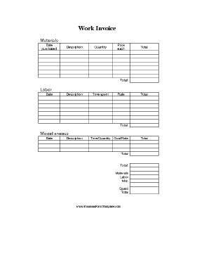 Work Invoice Labor Template
