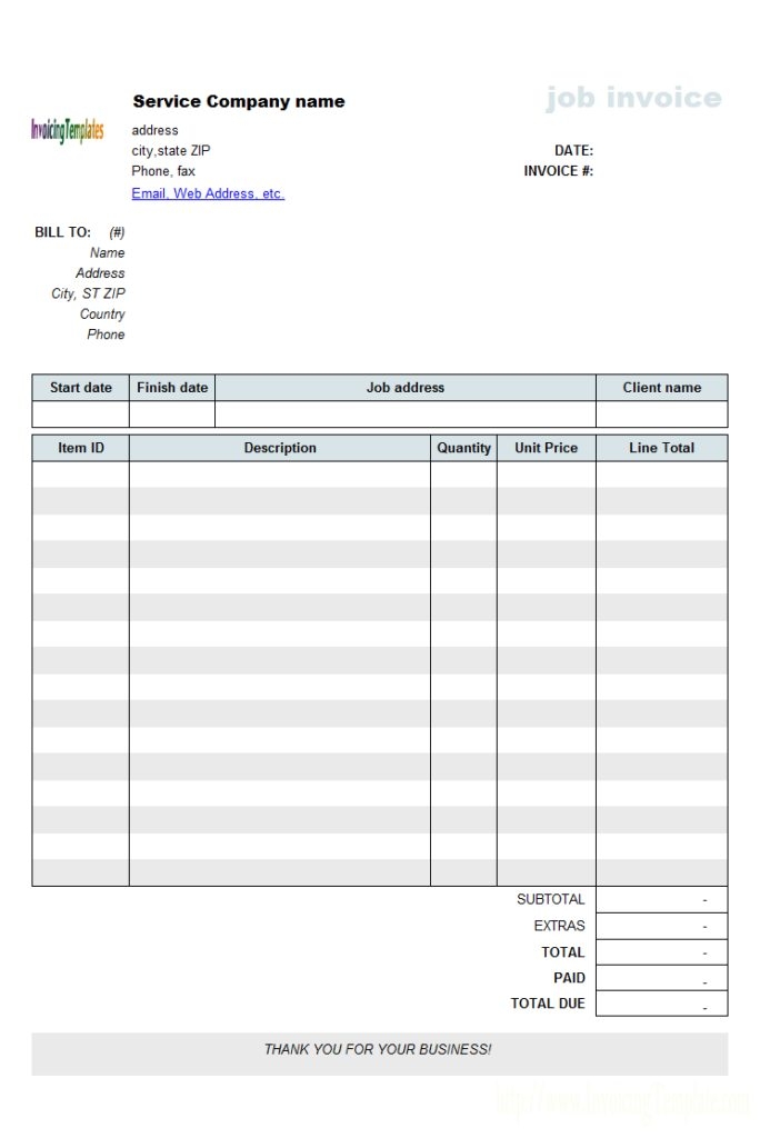 Work Invoice Template Pdf Printable Receipt Template