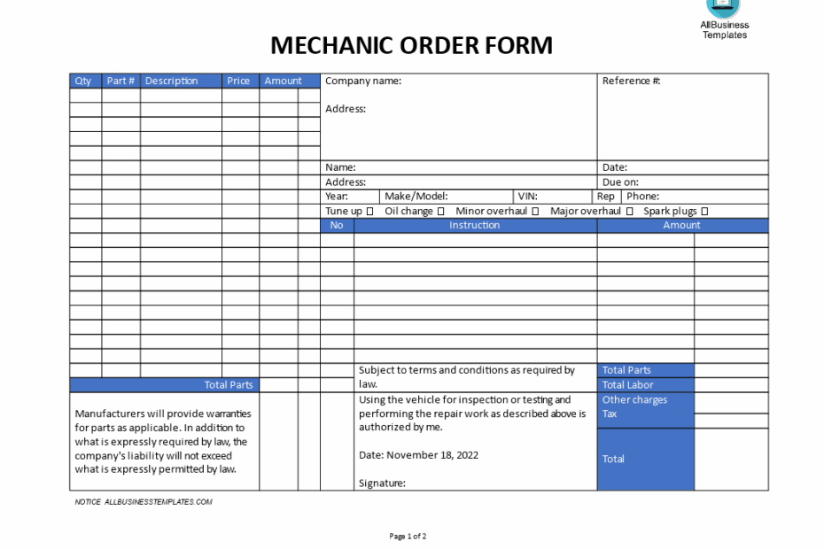 Work Orders Work Order Forms Invoice Work Order Print Vrogue co